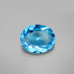 Topázio azul natural 3,72ct, corte oval, VVS-VS