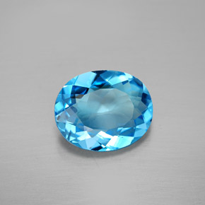 Topázio azul natural 3,72ct, corte oval, VVS-VS