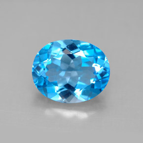 Topázio azul natural 4,42ct, corte oval, VS