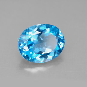 Topázio azul natural 4,42ct, corte oval, VS