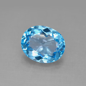 Topázio azul natural 4,44ct, corte oval, VVS-VS