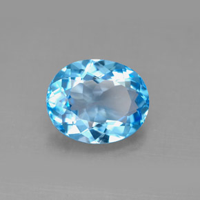 Topázio azul natural 4,44ct, corte oval, VVS-VS