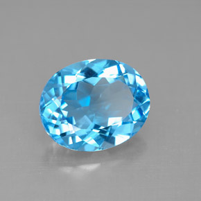Topázio azul natural 4,52ct, corte oval, VVS-VS