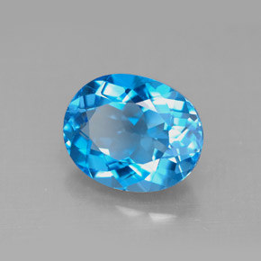 Topázio azul natural 4,66ct, corte oval, VVS-VS