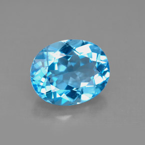 Topázio azul natural 4,57ct, corte oval, VVS-VS