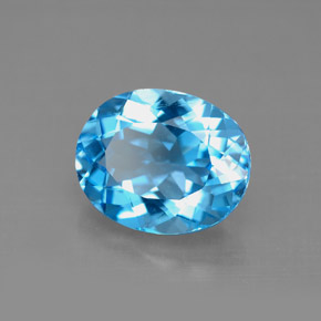 Topázio azul natural 4,57ct, corte oval, VVS-VS