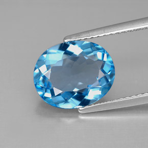 Topázio azul natural 4,15ct, corte oval, VVS-VS