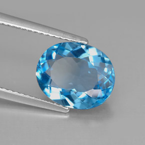 Topázio azul natural 4,15ct, corte oval, VVS-VS