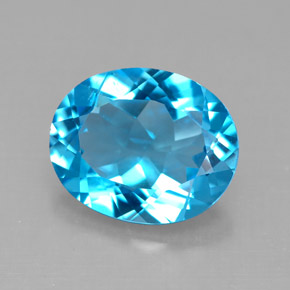 Topázio azul natural 3,65ct, corte oval, VS