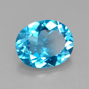 Topázio azul natural 3,65ct, corte oval, VS