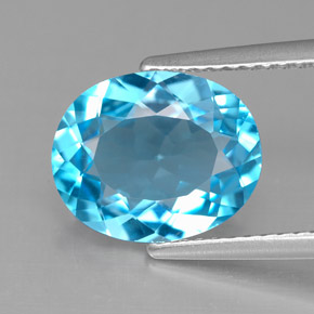 Topázio azul natural 3,82ct, corte oval, VS