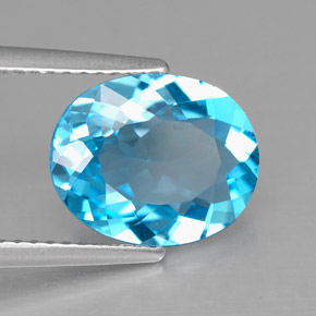 Topázio azul natural 3,82ct, corte oval, VS