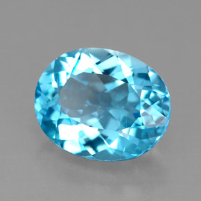 Topázio azul natural 4,55ct, corte oval, VS