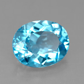 Topázio azul natural 4,55ct, corte oval, VS