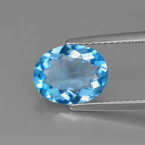 Topázio azul natural 2,87ct, corte oval, VS
