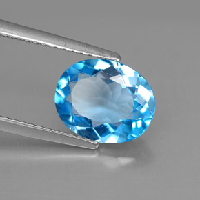 Topázio azul natural 2,87ct, corte oval, VS