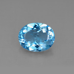 Topázio azul natural 2,94ct, corte oval, VS