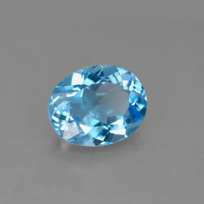 Topázio azul natural 2,94ct, corte oval, VS