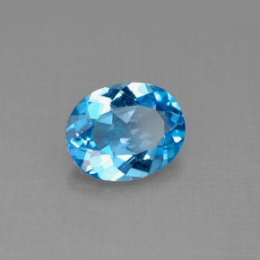 Topázio azul natural 2,76ct, corte oval, VS