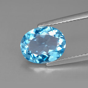 Topázio azul natural 2,83ct, corte oval, VS