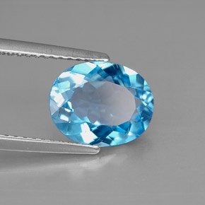 Topázio azul natural 2,83ct, corte oval, VS