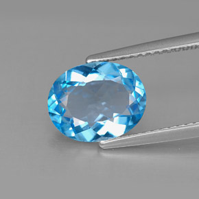 Topázio azul natural 2,66ct, corte oval, VS