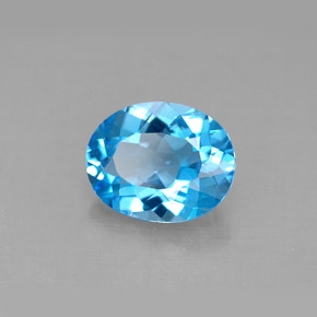Topázio azul natural 2,74ct, corte oval, VS