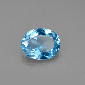 Topázio azul natural 2,81ct, corte oval, VS