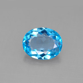 Topázio azul natural 3,02ct, corte oval, VVS-VS