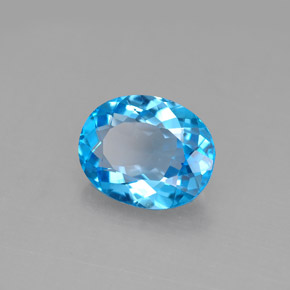 Topázio azul natural 3,02ct, corte oval, VVS-VS