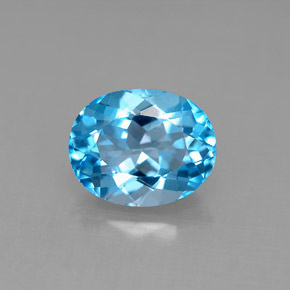 Topázio azul natural 3,32ct, corte oval, VS