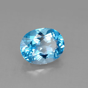 Topázio azul natural 3,32ct, corte oval, VS