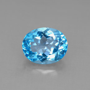 Topázio azul natural 3,54ct, corte oval, VS