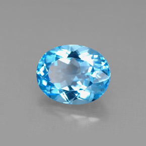 Topázio azul natural 3,54ct, corte oval, VS