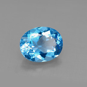 Topázio azul natural 3,22ct, corte oval, VS