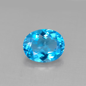 Topázio azul natural 3,20ct, corte oval, VS