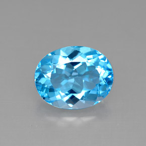 Topázio azul natural 3,23ct, corte oval, VVS-VS