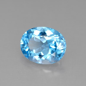 Topázio azul natural 3,23ct, corte oval, VVS-VS