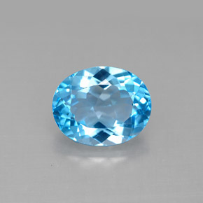 Topázio azul natural 3,36ct, corte oval, VVS-VS