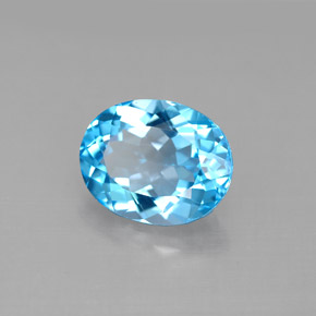 Topázio azul natural 3,36ct, corte oval, VVS-VS