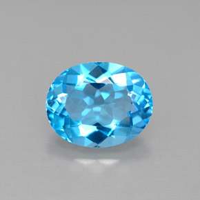 Topázio azul natural 3,31ct, corte oval, VVS-VS