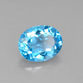 Topázio azul natural 3,31ct, corte oval, VVS-VS