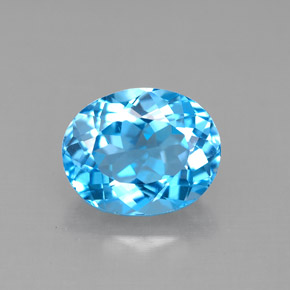 Topázio azul natural 3,59ct, corte oval, VVS-VS