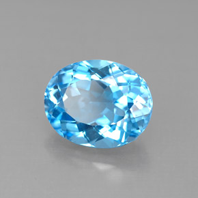 Topázio azul natural 3,59ct, corte oval, VVS-VS