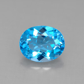 Topázio azul natural 3,43ct, corte oval, VVS-VS