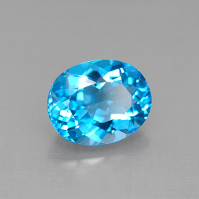 Topázio azul natural 3,43ct, corte oval, VVS-VS