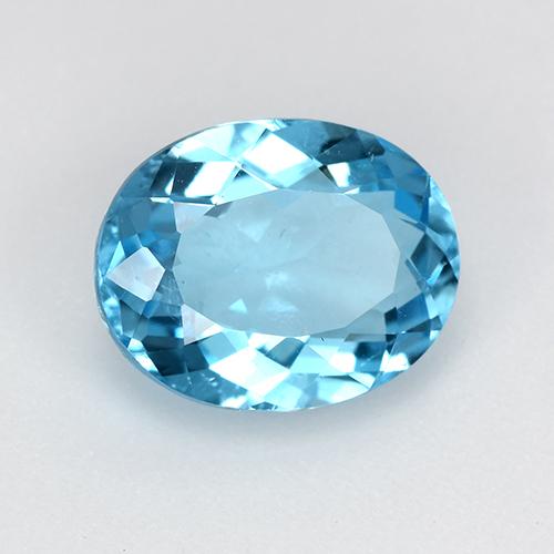 Topázio azul natural 2,97ct, corte oval, VS