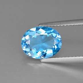 Topázio azul natural 2,93ct, corte oval, VS