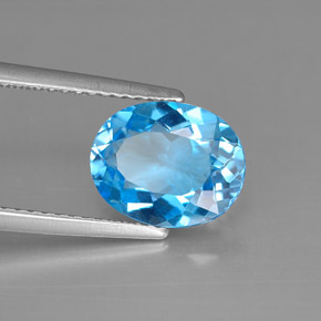 Topázio azul natural 2,93ct, corte oval, VS