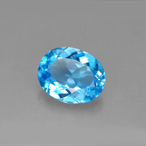 Topázio azul natural 3,01ct, corte oval, VS